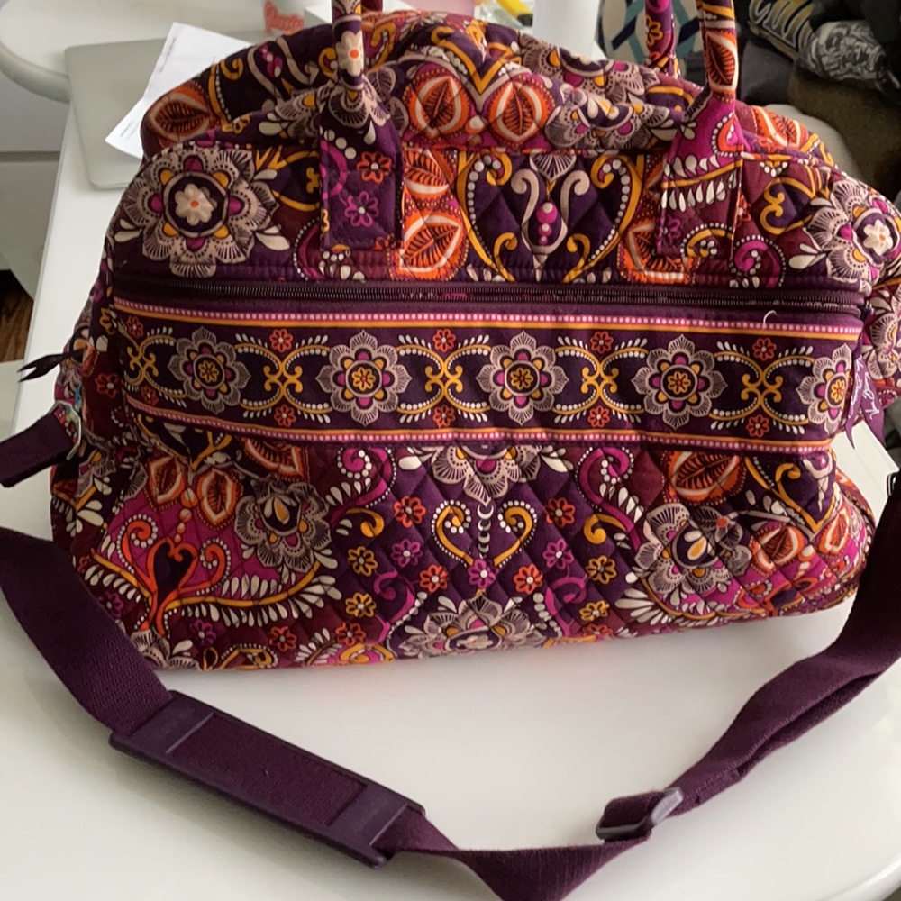 Vera Bradley orange and purple duffel bag